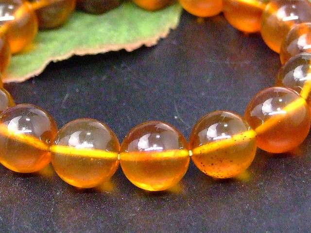 67822　　アンバー 琥珀 11mm〜12mm 5A ブレスレット 内径17cm ポーチ付き 鑑別済・本物保証 送料無料 メキシコ産 天然石 パワーストーン