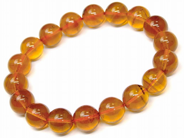 67823　　アンバー 琥珀 11mm 5A ブレスレット 内径17cm ポーチ付き 鑑別済・本物保証 送料無料 メキシコ産 天然石 パワーストーン