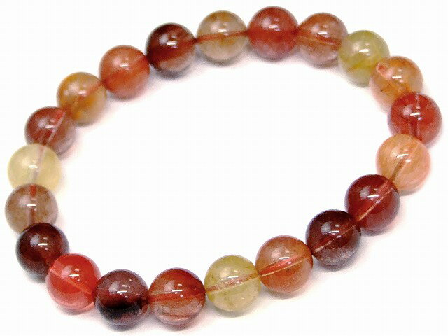 67870　　ミックスルチルクォーツ 針水晶 9mm ブレスレット 内径18cm ポーチ付き 送料無料 ブラジル産 天然石 パワーストーン