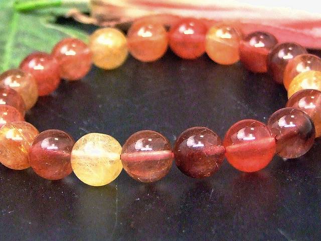 67870　　ミックスルチルクォーツ 針水晶 9mm ブレスレット 内径18cm ポーチ付き 送料無料 ブラジル産 天然石 パワーストーン