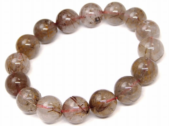 68103　　ルチルクォーツ 針水晶 12mm〜13mm ブレスレット 内径17cm ポーチ付き 送料無料 ブラジル産 天然石 パワーストーン