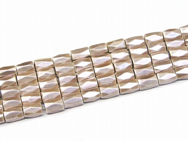 乐天商城 - H3-18G　　工場処分品特価 今月半額以下 わけあり ヘマタイト ベージュローゼ 磁気あり 8mm×5mm カット 9本セット 1連40cm 通し針、解説書、1mゴム付き 送料無料 イギリス産 天然石 パワーストーン