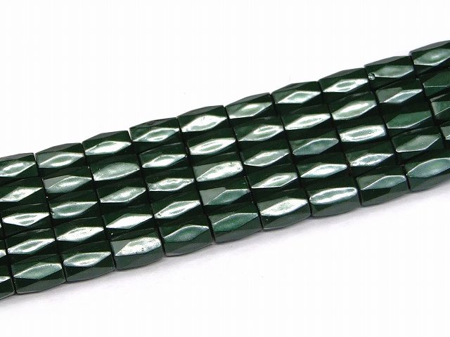 乐天商城 - H3-18R　　工場処分品特価 今月半額以下 わけあり ヘマタイト クロムグリーン 磁気あり 8mm×5mm カット 磁有 1連40cm 通し針、解説書、1mゴム付き 送料無料有 イギリス産 天然石 パワーストーン