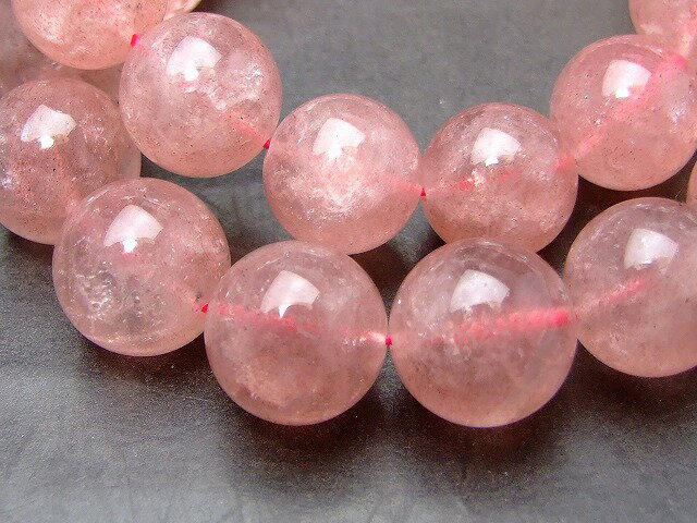 g3-659G　　14mm A ストロベリークォーツ 苺水晶 ブレスレット 内径18cm ポーチ付き 送料無料 ブラジル産 天然石 パワーストーン