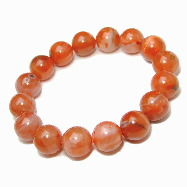 54351　　14mm AA ナンホンメノウ ナンホーンアゲート 南紅瑪瑙 ブレスレット 内径19cm ポーチ付き 送..