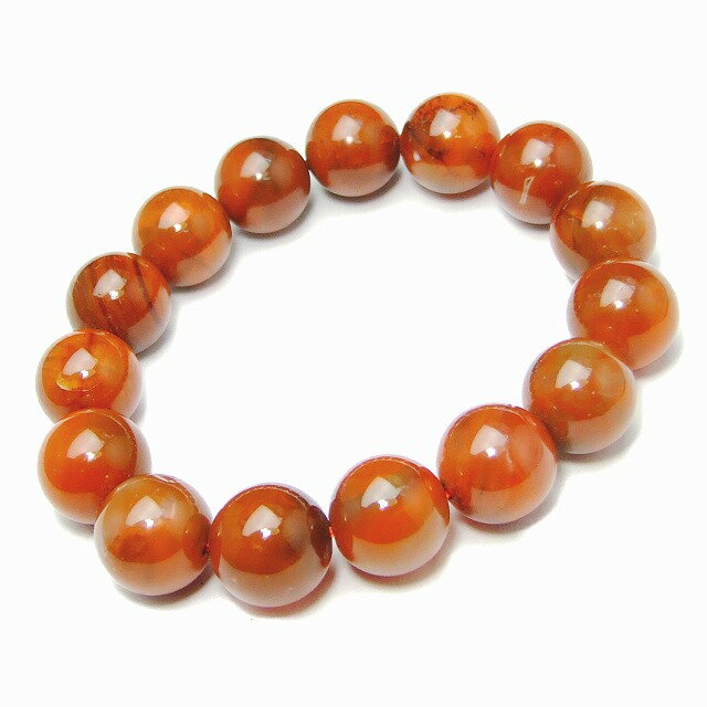 54364　　15mm AAA ナンホーンメノウ ナンホーンアゲート 南紅瑪瑙 ブレスレット 内径19cm ポーチ付き ..