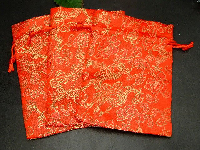 レッド花模様　 ポーチ 1枚売り Mサイズ 12×10cm 巾着袋 結婚式 ジュエリーポーチ ...