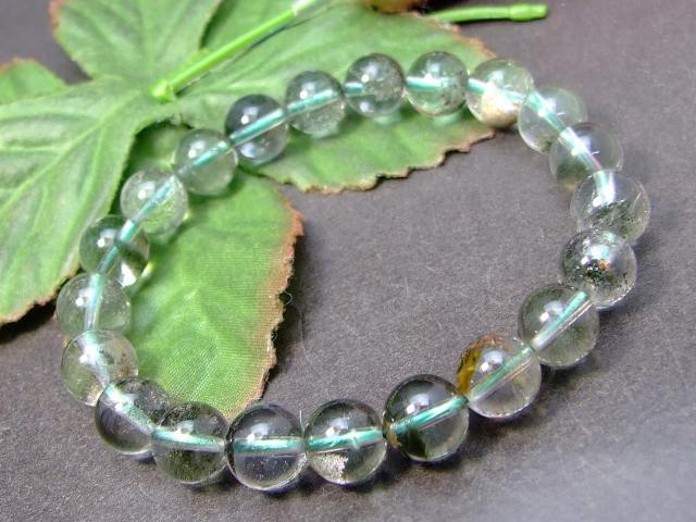 56050　9mm AA ファントムガーデン ガーデンクォーツ 水晶 ブレスレット 内径17cm 鑑別済・本物保証 送..