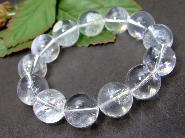 56677 　アイリスクォーツ 16mm AAA 虹入り レインボー入り 水晶 ブレスレット 内径17cm ポーチ付き 送料無料 ヒマラヤ産 天然石 パワーストーン