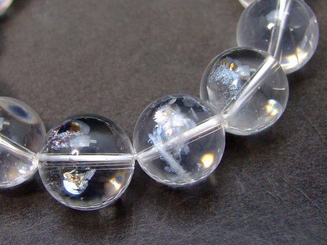 56679 　アイリスクォーツ 16mm AA 虹入り レインボー入り 水晶 ブレスレット 内径17cm ポーチ付き 送料無料 ヒマラヤ産 天然石 パワーストーン