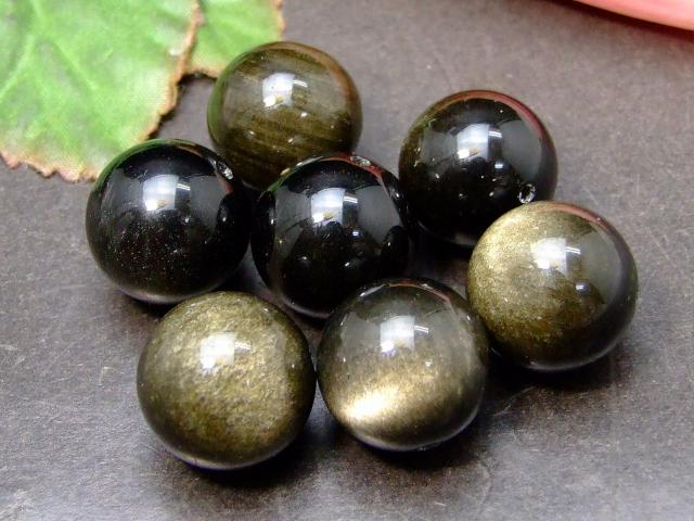 g3-392M　　ゴールド オブシディアン 16mm 5A 1粒売り 金曜石 アメリカ産 送料無料有 天然石 パワーストーン