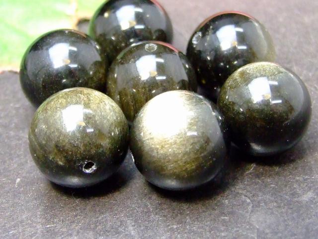 g3-392M　　ゴールド オブシディアン 16mm 5A 1粒売り 金曜石 アメリカ産 送料無料有 天然石 パワーストーン