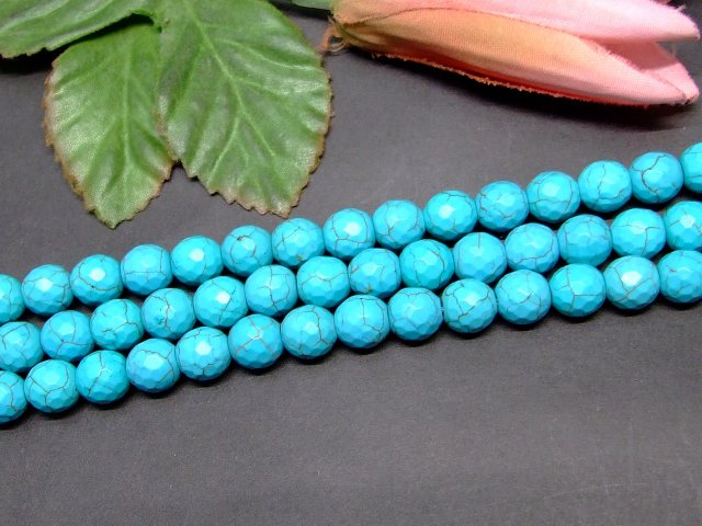 g3-334M　　今月10％OFF 9mm カット ターコイズ トルコ石 1連37cm 通し針、解説書、1mゴム付き 送料無料有 人工石 パワーストーン