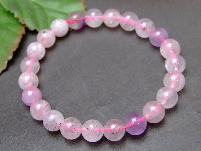 g3-1548W　　8mm A+ スーパーセブン ブレスレット 内径16cm ポーチ付き 送料無料 ブラジル産 天然石 パワーストーン