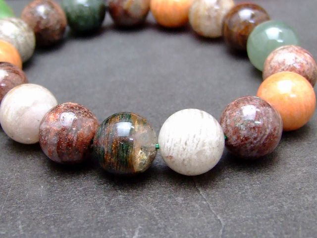 57618　　12mm〜13mm ガーデン 水晶 ガーデンクォーツ ブレスレット 内径18cm 鑑別済・本物保証 ポーチ付き 送料無料 天然石 パワーストーン