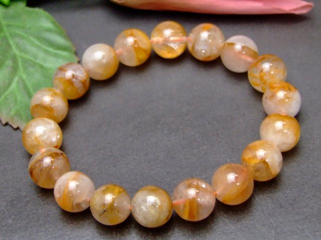 幸運亀・爆裂黄水晶ブレス 根付付 K13434【割引不可品】 アクセサリー パワーストーン ブレスレット 開運祈願 根付つき