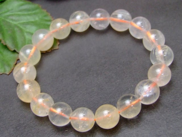 57870　　12mm ライモナイト リモナイトインクォーツ オーロラクォーツ 褐鉄鉱 ブレスレット 内径18cm ポーチ付き 送料無料 天然石 パワーストーン