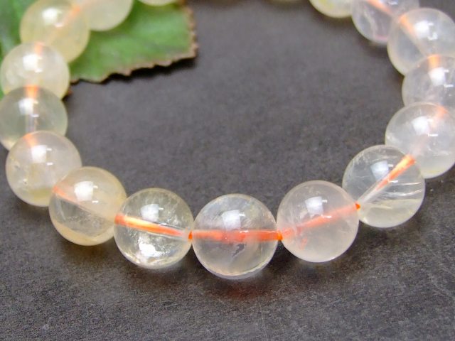 57870　　12mm ライモナイト リモナイトインクォーツ オーロラクォーツ 褐鉄鉱 ブレスレット 内径18cm ポーチ付き 送料無料 天然石 パワーストーン