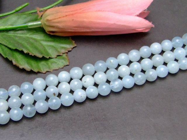 58035　　今月の半額 アクアマリン 7mm AAA 1連39cm 通し針、解説書、1mゴム付き 鑑別済 本物保証 送料無料 天然石 パワーストーン