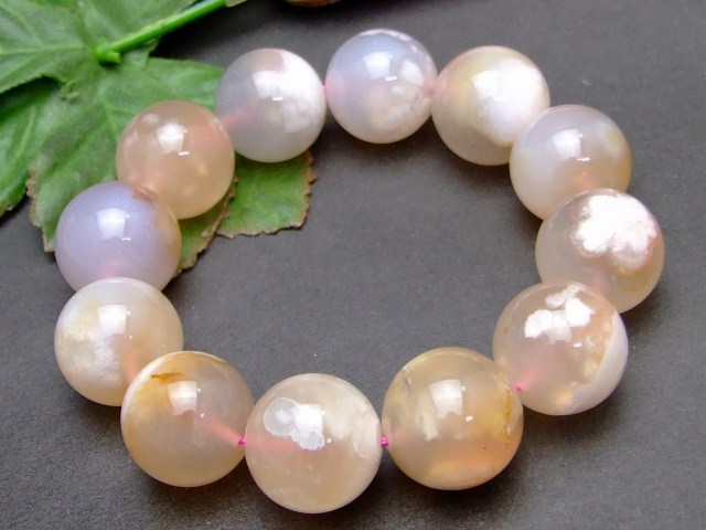 g3-2232T　　今月の半額 桜瑪瑙 メノウ アゲート 19mm AA ブレスレット 内径18cm ポーチ付き 送料無料有 天然石 パワーストーン