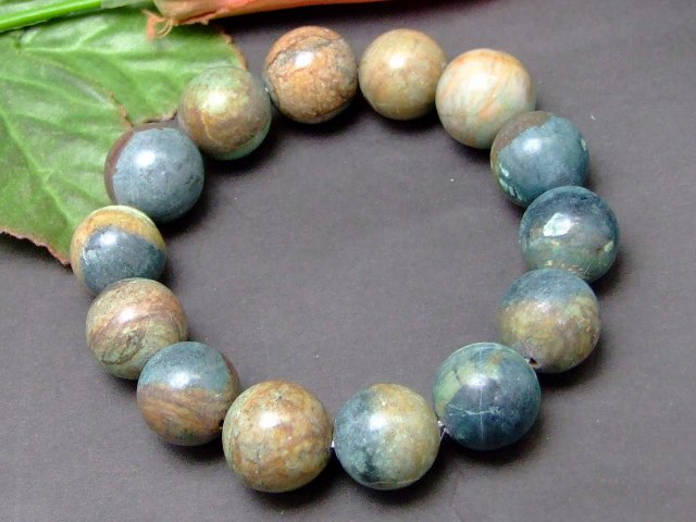 59167　　今月40％off サーペンティン 蛇紋石 15mm〜16mm A ブレスレット 内径18cm ポーチ付き 鑑別済・本物保証 送料無料 天然石 パワーストーン