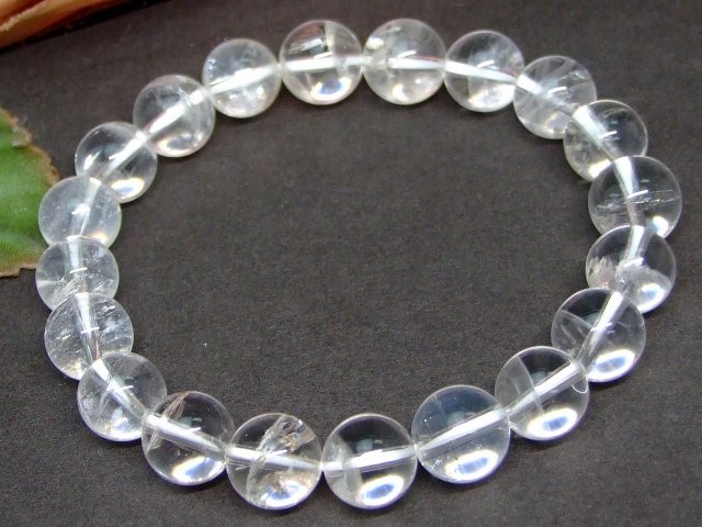 59916　　鉱物入り ホワイト ファントム クォーツ 水晶 10mm AA ブレスレット 内径17cm ポーチ付き 送料無料 ブラジル産 天然石 パワーストーン