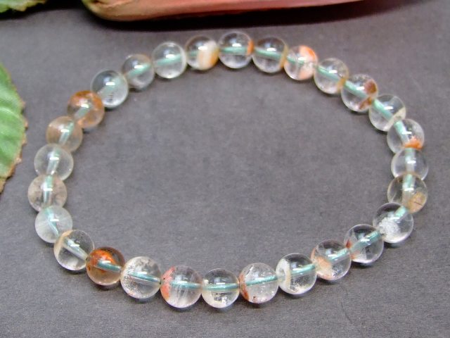 g3-2168Q　　6mm AAA ガーデンクォーツ 水晶 ブレスレット 内径17cm ポーチ付き 送料無料 ブラジル産 天然石 パワーストーン