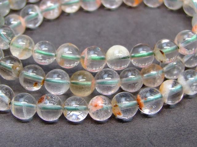 g3-2168Q　　6mm AAA ガーデンクォーツ 水晶 ブレスレット 内径17cm ポーチ付き 送料無料 ブラジル産 天然石 パワーストーン