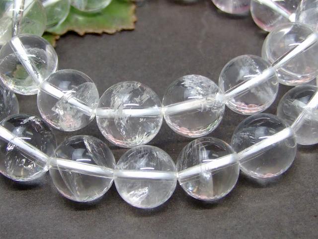 59983　　クラック ホワイト ファントム クォーツ 水晶 12mm A- ブレスレット 内径17cm ポーチ付き 送料無料 ブラジル産 天然石 パワーストーン