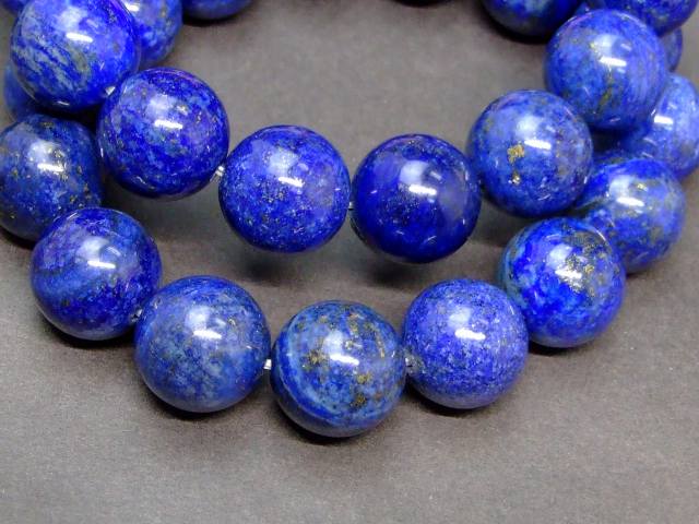 18786C　　14mm AA ラピスラズリ ブレスレット 内径18cm 瑠璃石 ポーチ付き 送料無料 パキスタン産 天然石 パワーストーン