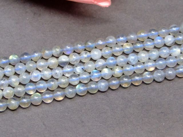 g3-211W　　4mm A ラブラドライト 1連39cm 通し針、解説書、1mゴム付き 鑑別済・本物保証 送料無料 天然石 パワーストーン