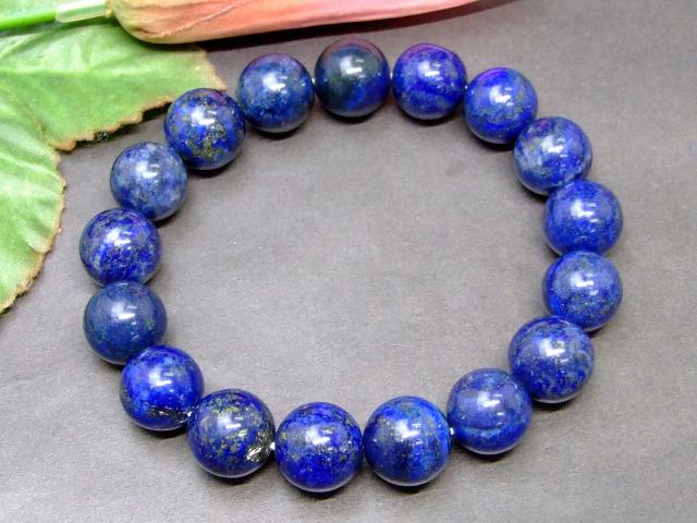 18783M　　12mm AAA ラピスラズリ 瑠璃石 ブレスレット 内径18cm ポーチ付き 送料無料 パキスタン産 天然石 パワーストーン