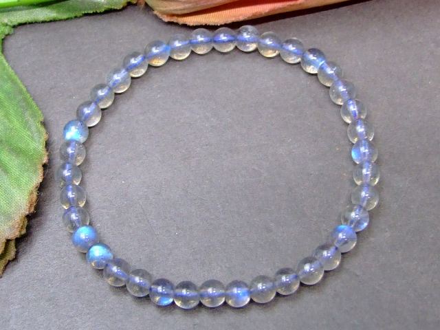 g3-218G　　ラブラドライト 4mm 5A ブレスレット 内径調節可 ポーチ付き 送料無料 天然石 パワーストーン