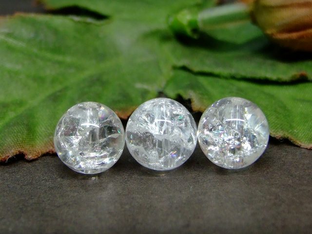 62629　　虹入り クラック水晶 10mm AA 1粒売り 爆裂水晶 クラッククォーツ 送料無料有 天然石 パワーストーン