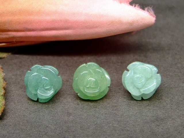 63063　　 AA 10mm アベンチュリン 手彫 バラ彫り 1粒売り 送料無料有 天然石 パワーストーン