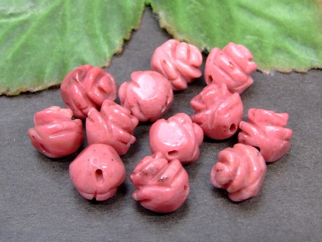 63067　 AA 10mm ピーモンタイト 手彫 バラ彫り 1粒売り 送料無料有 天然石 パワーストーン