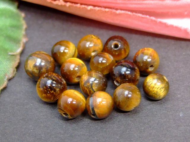 62273　　今月の半額 わけあり 6mm 1粒売り タイガーアイ 黄虎目石 南アフリカ共和国産 送料無料有 天然石 パワーストーン