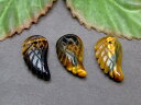 63007 18mm×10mm 1個売り 天使の羽 彫り 青黄虎 送料無料有 天然石 パワーストーン