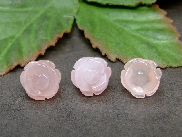 63033　　12mm AA ローズクォーツ 手彫 バラ彫り 1粒売り 送料無料有 天然石 パワーストーン