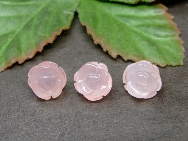 乐天商城 - 63035　　12mm AAA ローズクォーツ 手彫 バラ彫り 1粒売り 送料無料有 天然石 パワーストーン