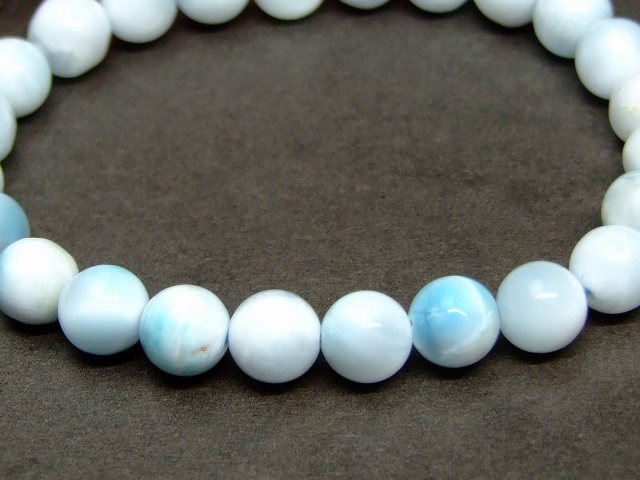63240　　今月30％OFF 8mm A ラリマー ドミニカ共和国産 ブレスレット 内径16cm ポーチ付き 鑑別済・本物保証 送料無料 天然石 パワーストーン