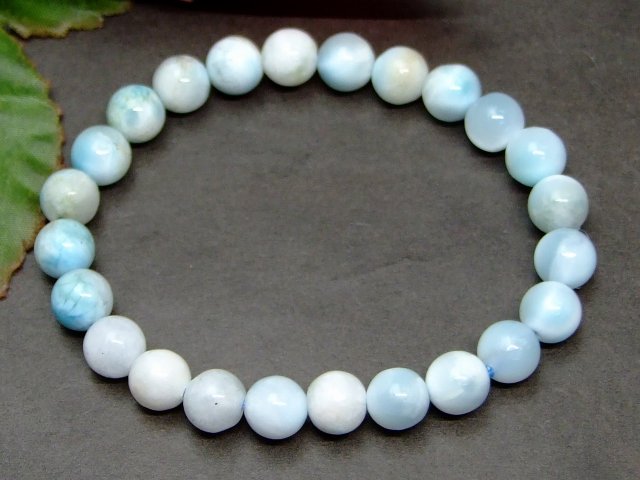 63241　　今月30％OFF 8mm A ラリマー ドミニカ共和国産 ブレスレット 内径16cm ポーチ付き 鑑別済・本物保証 送料無料 天然石 パワーストーン