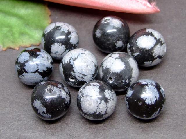 g3-389G　　スノーフレークオブシディアン 12mm 1粒売り アメリカ産 送料無料有 天然石 パワーストーン