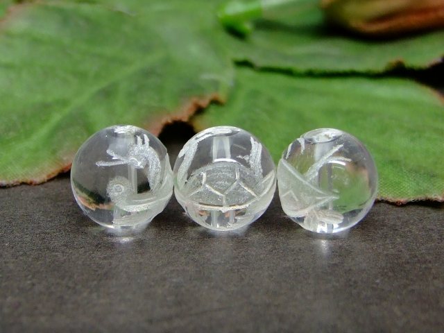 63385　　茶色 水晶 玄武 素彫 10mm 1粒売り クリスタル クォーツ ブラジル産 送料無料有 天然石 パワーストーン