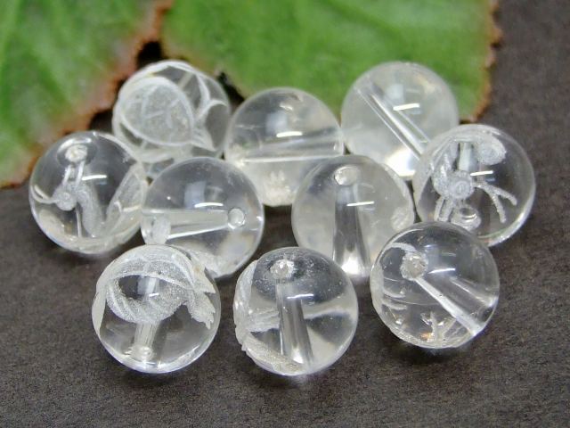 63385　　茶色 水晶 玄武 素彫 10mm 1粒売り クリスタル クォーツ ブラジル産 送料無料有 天然石 パワーストーン