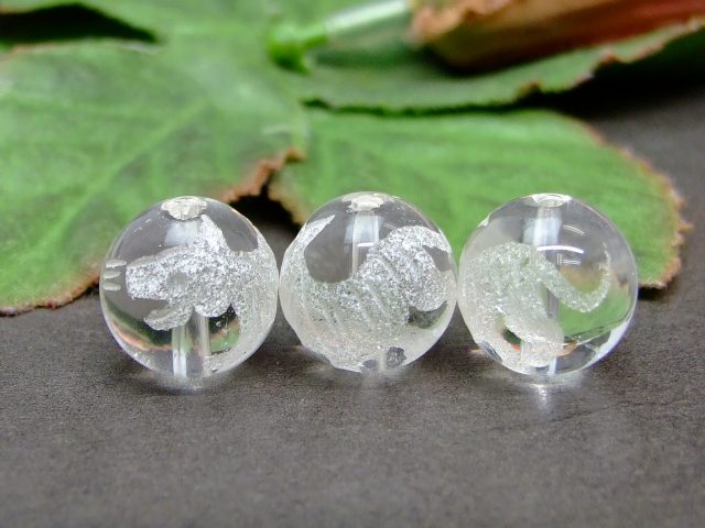 63387　　茶色 水晶 白虎 素彫 12mm 1粒売り クリスタル クォーツ ブラジル産 送料無料有 天然石 パワーストーン