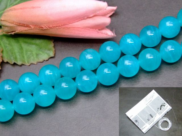 g3-670H　　今月20％OFF アイス アマゾナイト 12mm AAAA 1連39cm 通し針、解説書、1mゴム付き 鑑別済・本物保証 送料無料 ブラジル産 天然石 パワーストーン