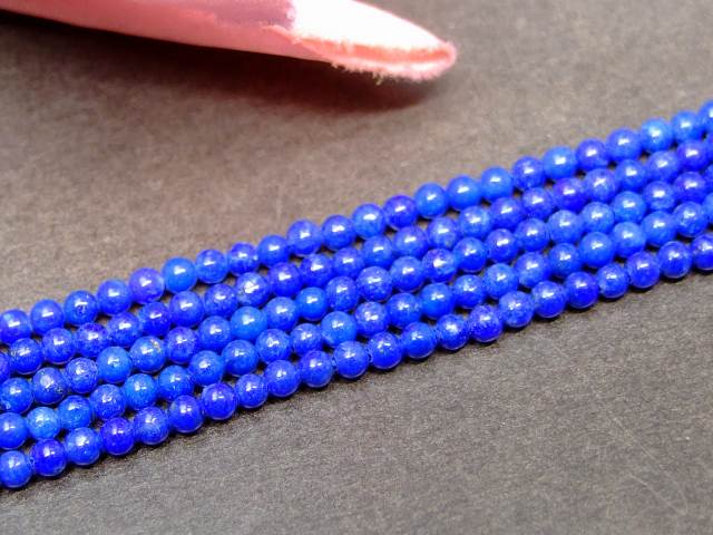 g3-804K　　2mm AAA ラピスラズリ 瑠璃石 1連39cm 通し針、解説書、1mゴム付き 鑑別済・本物保証 送料無料 天然石 パワーストーン