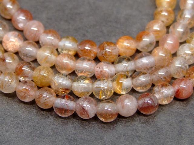 64262　　タイチンルチルクォーツ 針水晶 4mm 1連39cm 通し針、解説書、1mゴム付き 送料無料 ブラジル産 天然石 パワーストーン