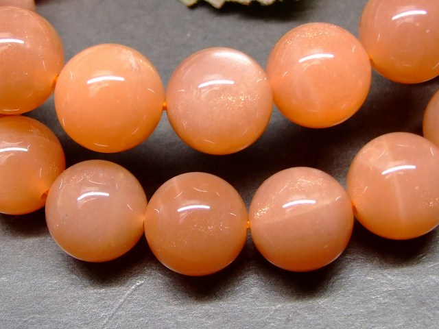 g3-237H 　12mm 特級 オレンジムーンストーン ブレスレット 内径18cm ポーチ付き 鑑別済・本物保証 送料無料有 インド産 天然石 パワーストーン